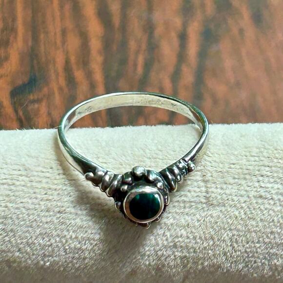 Vintage Sterling Silver Ring with Green Malachite Onyx Cabochon – Size 6.5 - Picture 9 of 9